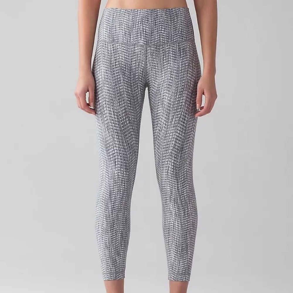 Lululemon Wunder Under High Rise - Luon Arrow Jacquard Battleship Silver Spoon 6